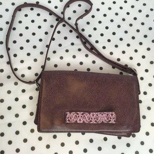 Adsa Womens Brown Leather Double Pocket Zipper Han